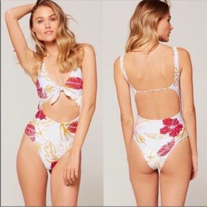 L*Space Floral One Piece Swimsuit - White and Red